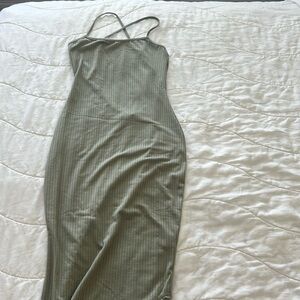 Princess Polly Sage Green Open Back Midi Dress